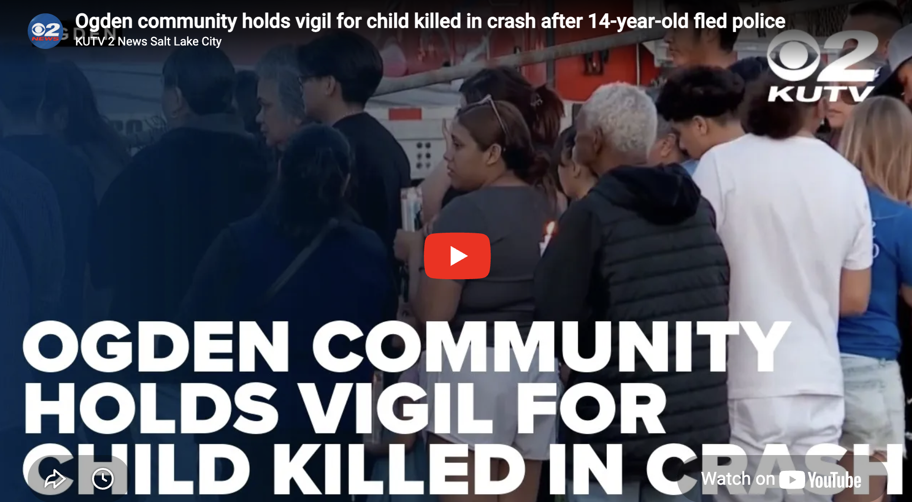 Ogden community holds vigil for child killed in crash after 14-year-old fled police
